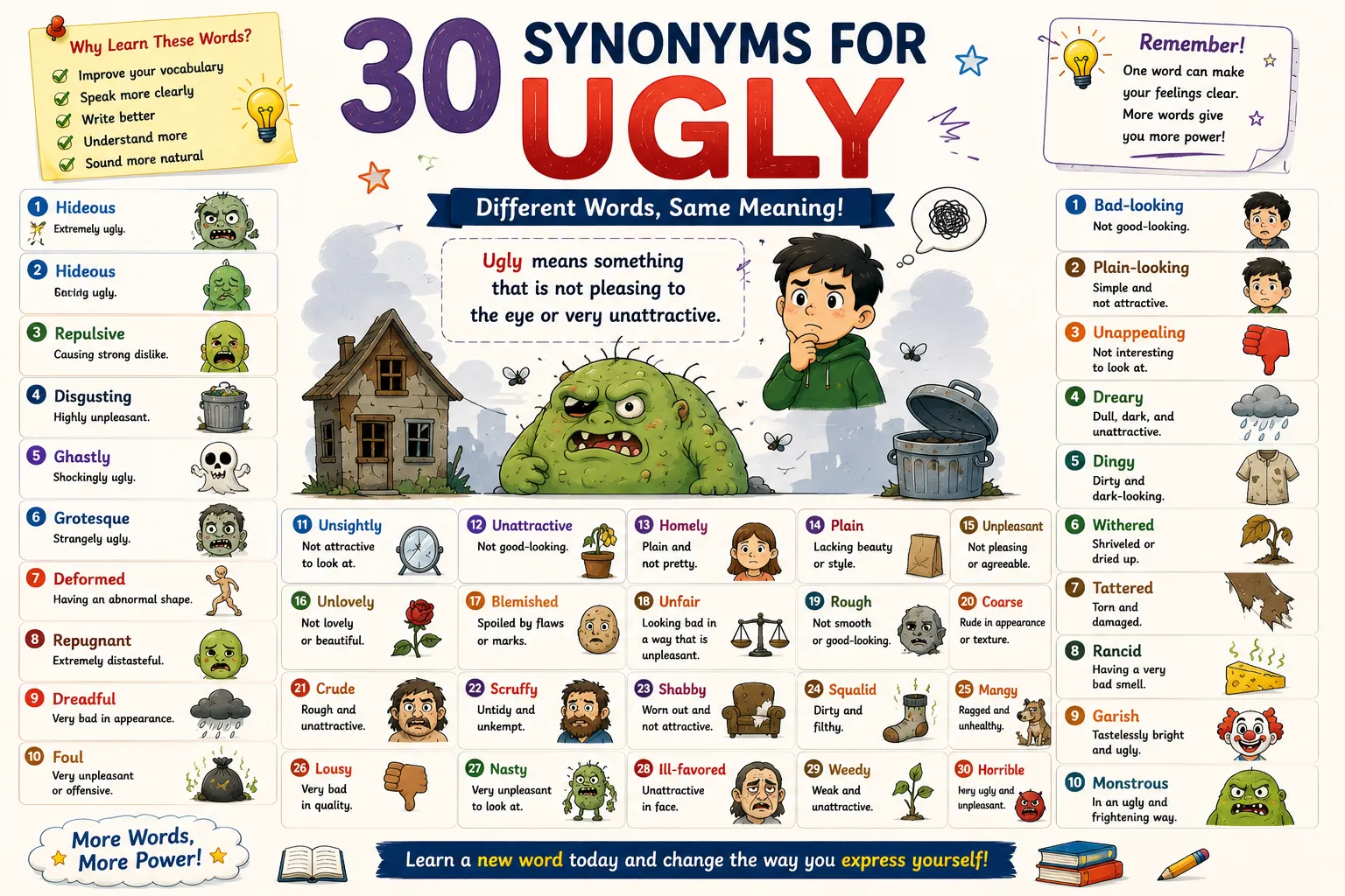 synonyms for ugly