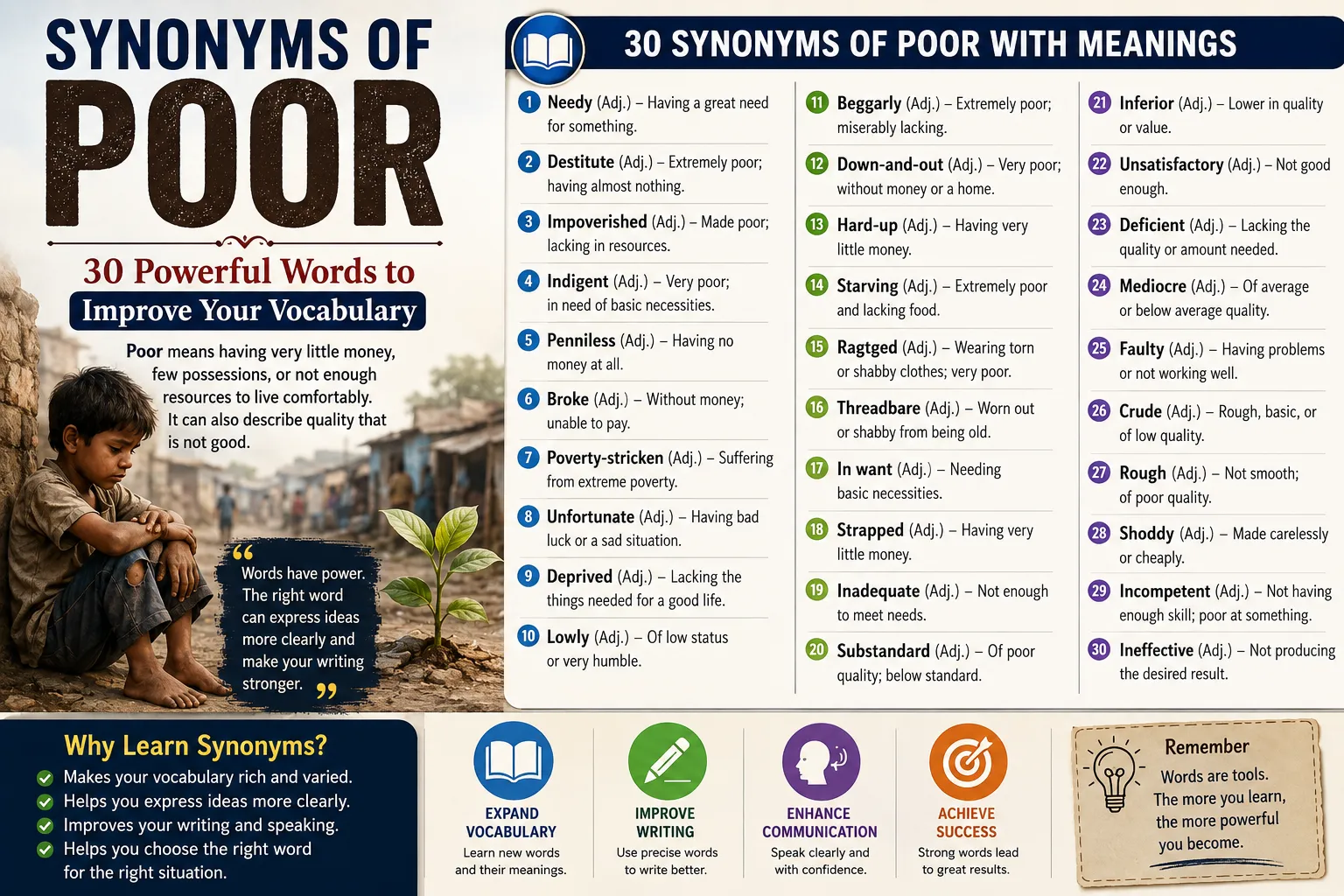 synonyms of poor