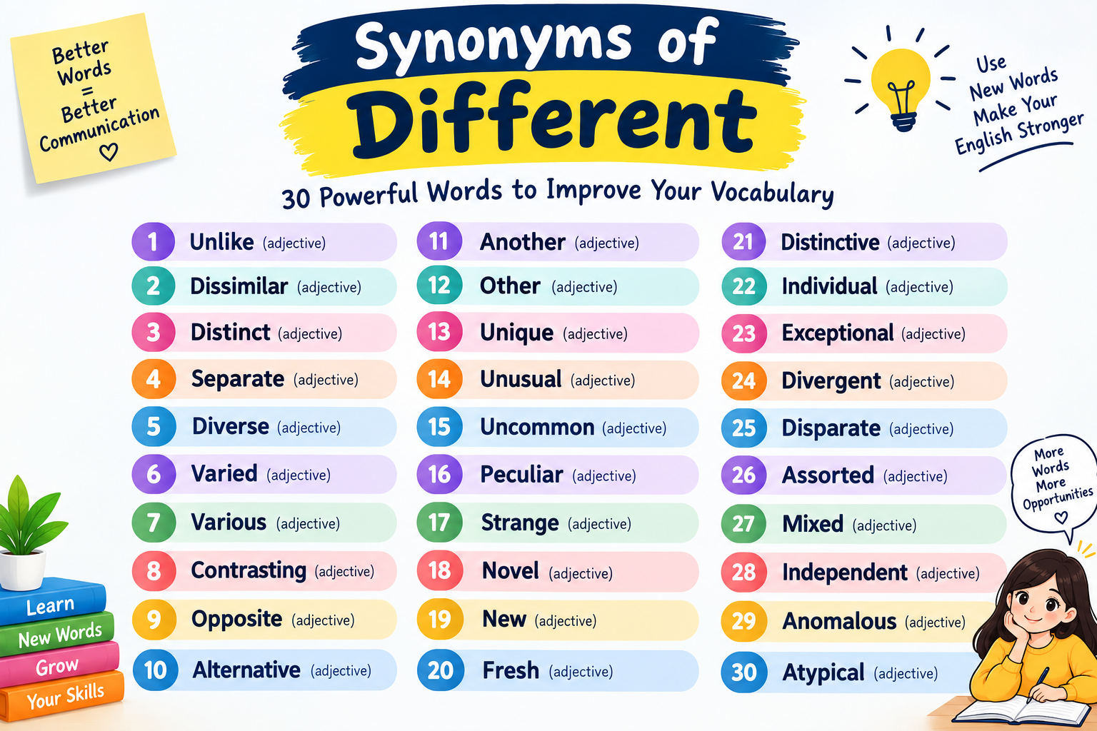 synonyms of different
