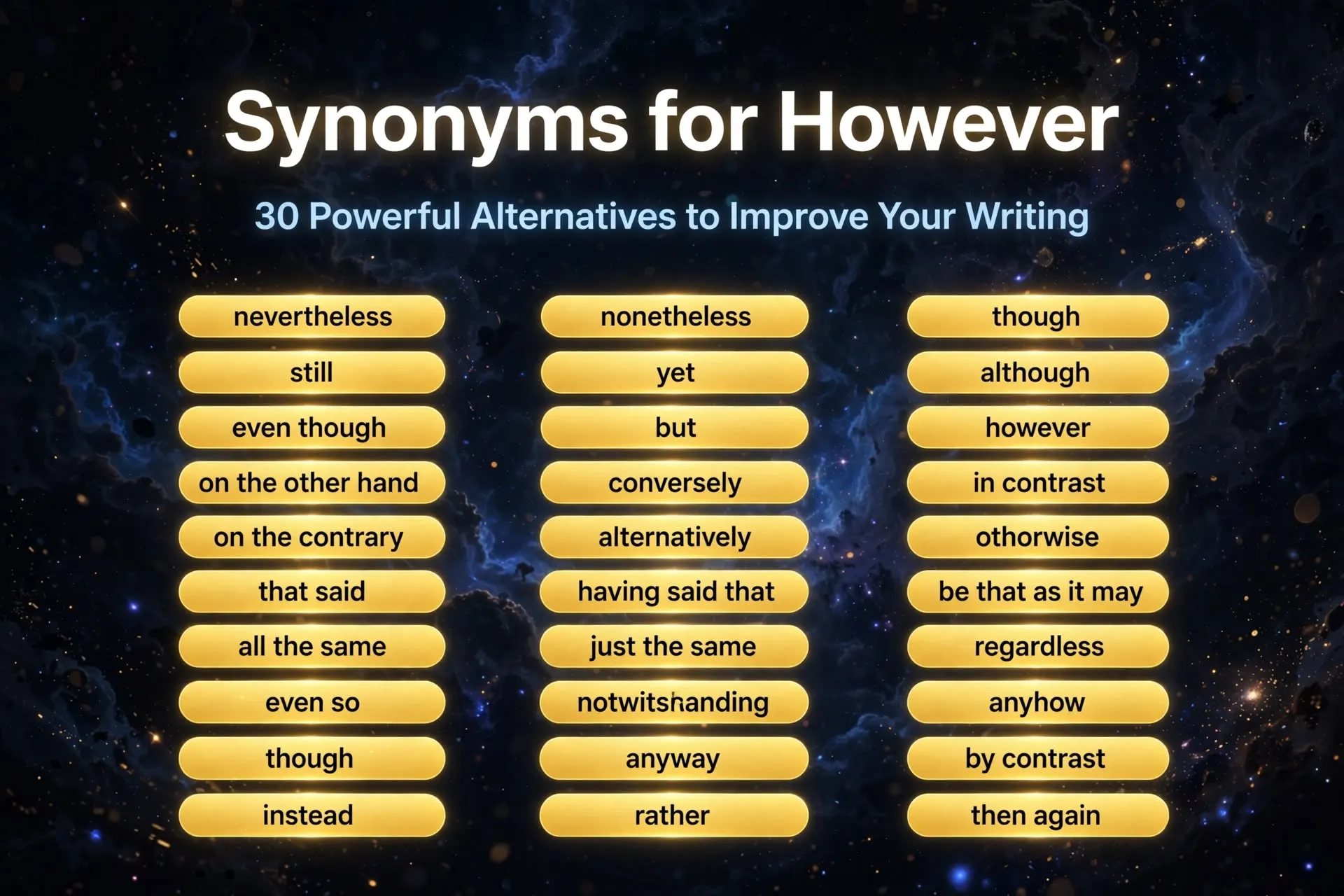 Synonyms for however